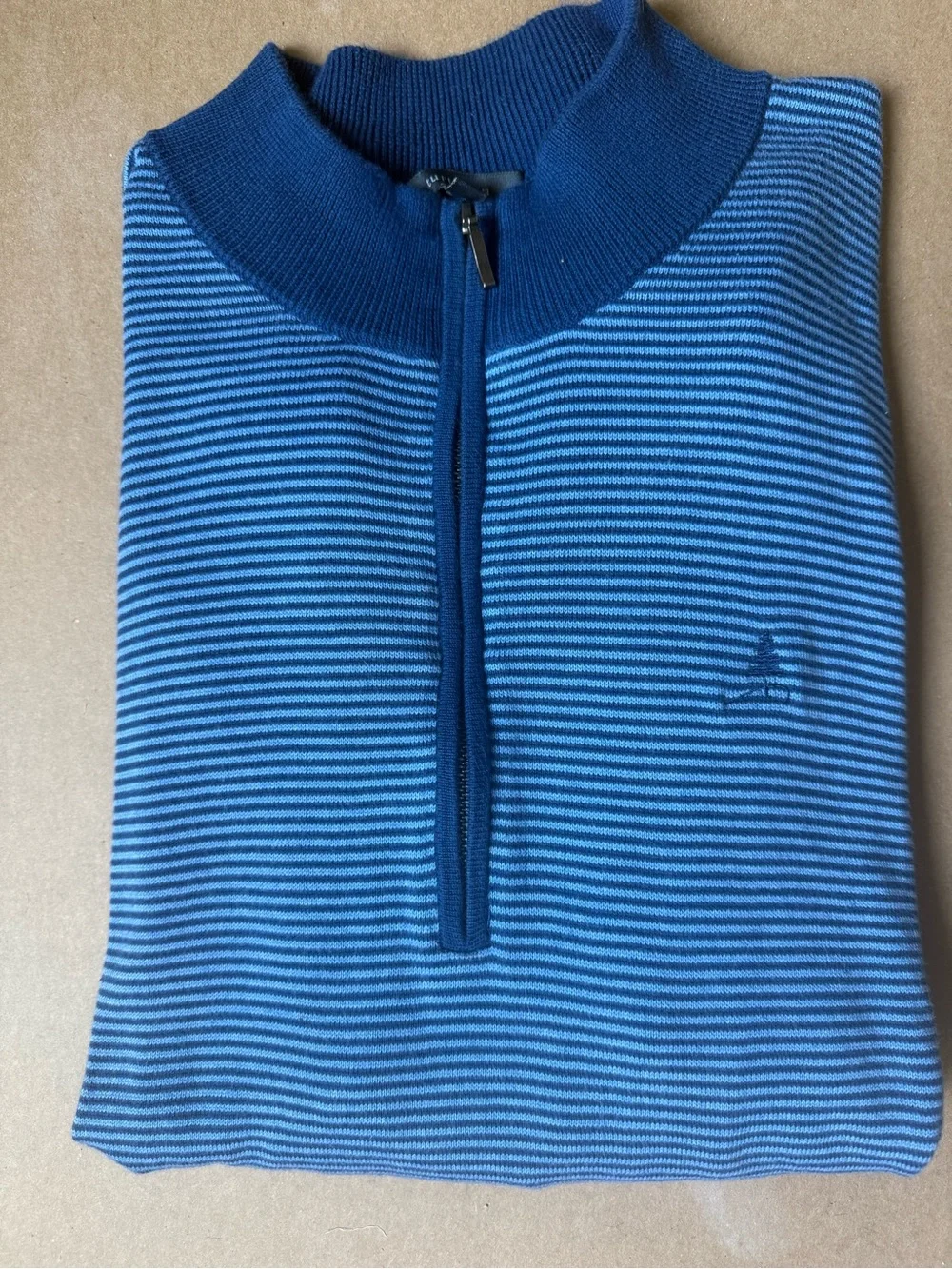 Turtleson blue striped 1/4 zip lightweight sweater XL